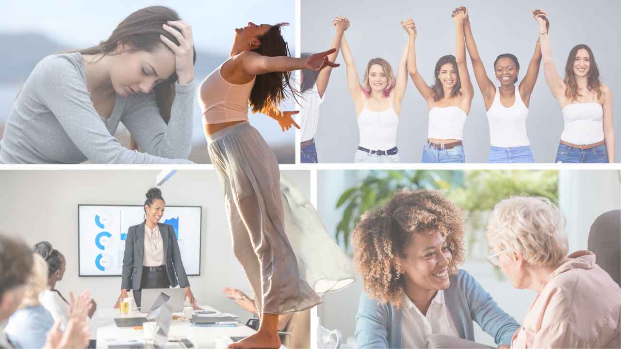 Rollen in je leven Verschillende rollen van vrouwen in het dagelijks leven – van overbelasting en zelfzorg tot werk, verbinding en vrouwelijk leiderschap; visueel verbeeld in vijf krachtige scènes.